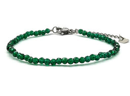 Браслет из циркона шарик гр.3мм цв.зеленый, 17см