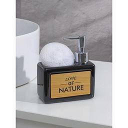 Дозатор для моющего средства с подставкой для губки SAVANNA Природа, 450 мл, цвет чёрный  фото 2