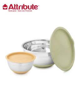 Набор мисок с крышками NATURA 2шт 1.5л+2.4л - Attribute фото 2