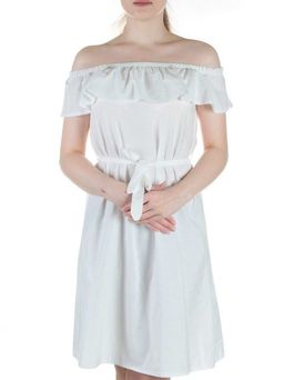 829 WHITE Платье хлопковое с поясом Fashion