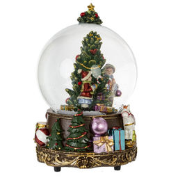 Фигурка декор в стекл шаре "Елка" (муз с ключ), D 9.5 см, L10,5 W10,5 H16 см