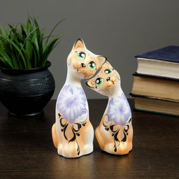 Набор фигурок керамика «Love Коты ушастые», 2 шт., в цветочек, 13×6×17 см