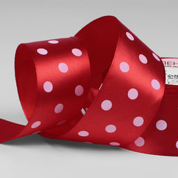 Лента атласная «Горошек», 40 мм, 23±1 м, красная №026