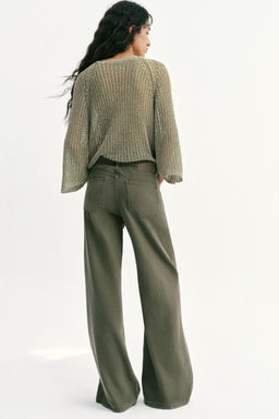 JEANS Z1975 WIDE LEG TIRO ALTO FLUIDO / Khaki - Zara фото 6