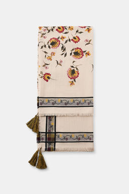 FLORAL PRINT SCARF WITH WOOL