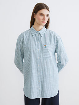 ?izgili Oversize Poplin Kad?n G?mlek Tunik