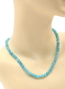 Бусы из камня кальцита граненые 6мм цв.амазонит, 46см