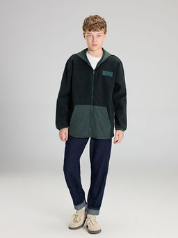 Kap??onlu Erkek ?ocuk Polar Fermuarl? Sweatshirt