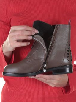 04-XH-FT547-9118-2M KHAKI Ботинки женские (натуральная кожа, натуральный мех) - Фабричный китай фото 5