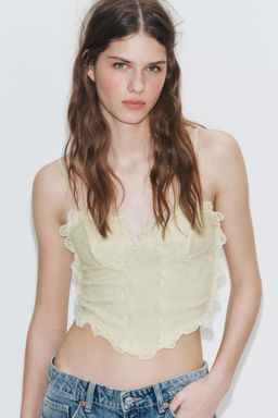 TOP CORSETERO COMBINADO ENCAJE / Khaki claro