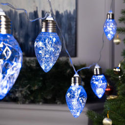 Гирлянда Нить 3 м с насадками Лампочки шишки, IP20, прозрачная нить, 80 LED, свечение синее, 8 режимов, 220 В