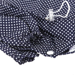 Пэт тойс (Pet toys) Одежда для собаки Комбинезон Горошек с капюшоном, прозрачный ПВХ козырек, на кнопках р-р M, длина спинки 26см/обхват груди 38см/обхват шеи 30см, цвет-темно-синий, плащевка (Китай) - Домашняя мода фото 4