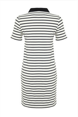 Kahverengi Beyaz Cizgili Polo Yaka A Kesim/Can Form Orme Elbise TWOSS24EL00023 - Trendyolmilla фото 16