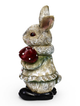 Садовая фигура 26 х 12 х 16 см "Зайка с грибами"