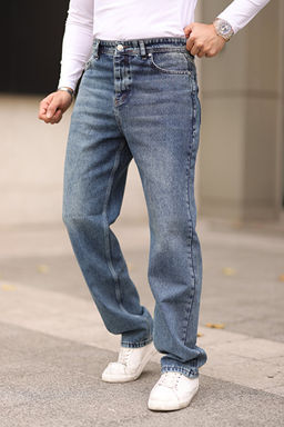 Orta Mavi %100 Pamuk Baggy Fit Jeans Kot Pantolon TMNAW24JE00027 - Trendyolmilla фото 2