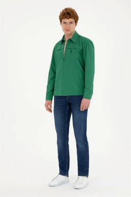 U. S. Polo Assn / Мужская зеленая рубашка с длинным рукавом - U.s. polo assn фото 4