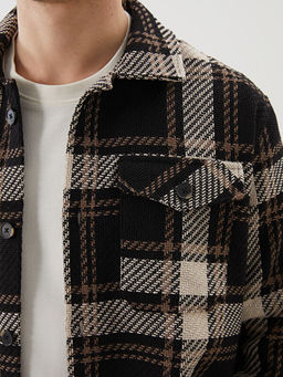 Regular Fit Uzun Kollu Ekose Erkek G?mlek Ceket