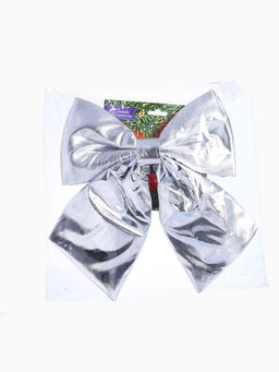 Ёлочная игрушка «Зимнее волшебство. Бант лоск» пластик, 24×26 см, серебро