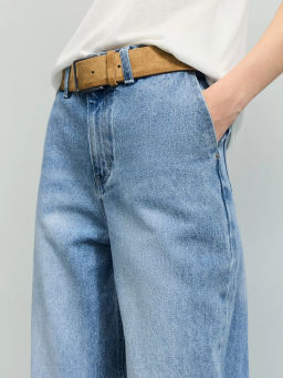 Джинсы широкие с ремнём с высокой посадкой ZR2604092318-102 / Zarina