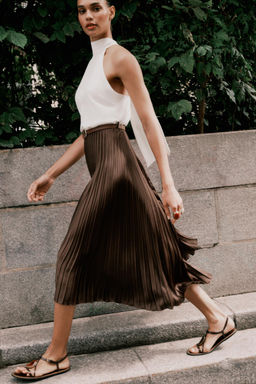 PLEATED COMBINED MIDI DRESS - Zara фото 14