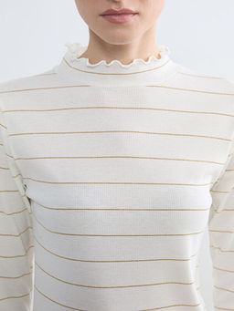 F?rf?rl? Dik Yaka ?izgili Kad?n Body