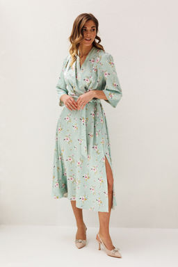 Платье Lars Style 1213 мятные оттенки,цветочный принт