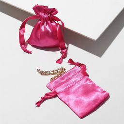 Цена за 50 шт. Мешочек подарочный атласный, 7x9см, цвет фуксия