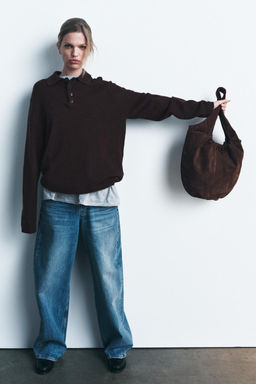 GATHERED SPLIT SUEDE BUCKET BAG - Zara фото 2
