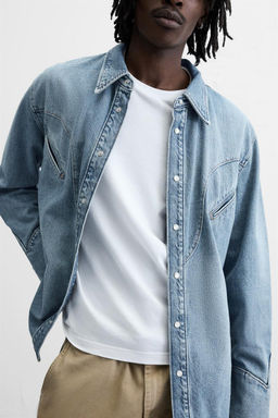 DENIM SHIRT WITH POCKETS - Zara фото 5