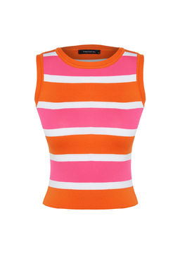 Trendyolmilla Yesil Renk Bloklu Triko Ince Bluz TWOSS22BZ1170  фото 6