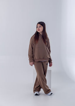 068 Детский костюм с палаццо, футер трехнитка петля, мокко - Knitka wear фото 2
