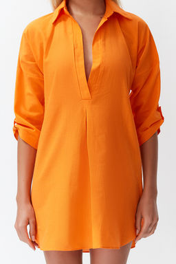 TRENDYOLMILLA Beyaz Dokuma Flaml? Pamuk Mini Plaj Elbisesi TBESS21EL3979 фото 25