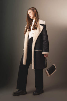 Парка замшевого пальто стандартного кроя с плюшевой подкладкой - Defacto фото 2