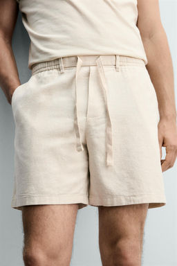 BERMUDA RELAXED FIT ALGOD?N - LINO / Marr?n / Crudo - Zara фото 5