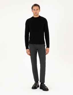 Siyah Slim Fit Yar_m Bal_k__ Yaka Basic Triko Kazak - Pierre cardin фото 4