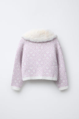 JACQUARD KNIT CARDIGAN WITH REMOVABLE FAUX FUR COLLAR - SKI COLLECTION - Zara фото 3