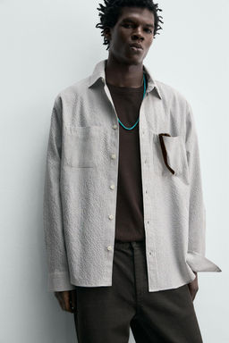 CAMISA CUADROS TEXTURA / Arena / Azul - Zara фото 5