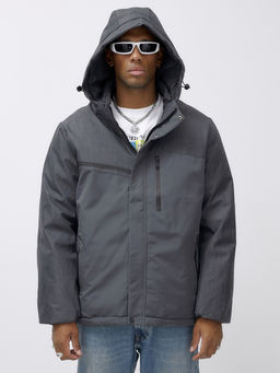 Куртка спортивная мужская зимняя большого размера темно-серого цвета 66613TC