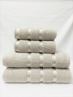 Комплект полотенец (подарочная сумка) Gulcan SWAN 4 шт. (50x90 2 шт; 70х140 2 шт) СЕРО-БЕЖЕВЫЙ