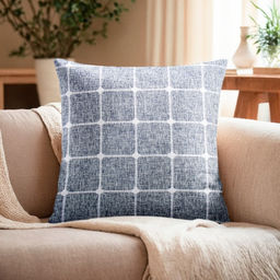 Наволочка декоративная Этель Квадраты цвет синий,45х45 см полиэстер  фото 6