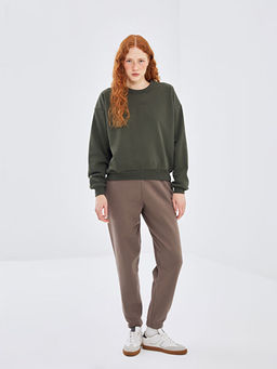 Bisiklet Yaka Nak??l? Kad?n Kal?n Sweatshirt