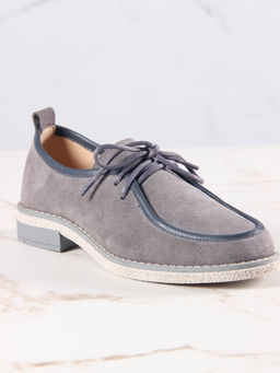 Мокасины 191.rosegr. серый замок замша