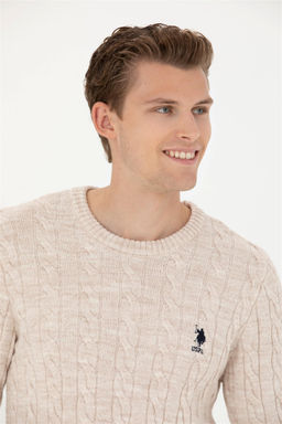 Мужской кремовый меланжевый свитер - U.s. polo assn фото 2