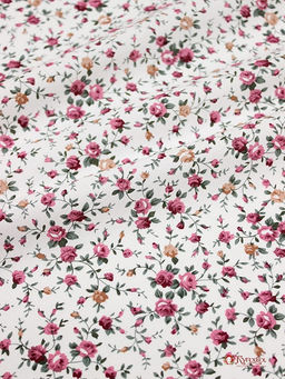 Импорт. хлопок "Мелкие розовые букеты на белом", ш.1.45м, хлопок-100%, 100гр/м.кв