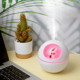Настольный увлажнитель воздуха - ночник "Bunny in pink glasses", white, (портативный, USB)