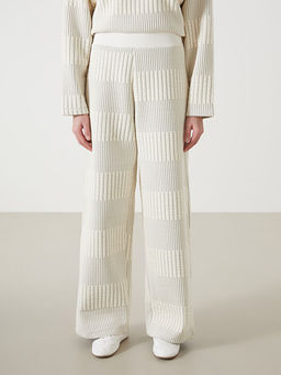 Beli Lastikli ?izgili Kad?n Pantolon