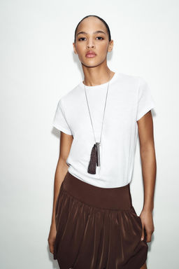 CAMISETA ALGOD?N MANGA CORTA / Blanco - Zara фото 2