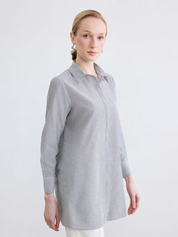 ?izgili Poplin Kad?n G?mlek Tunik