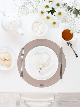 Салфетка сервировочная D35, 1шт. бежевый полиэстер, ПВХ