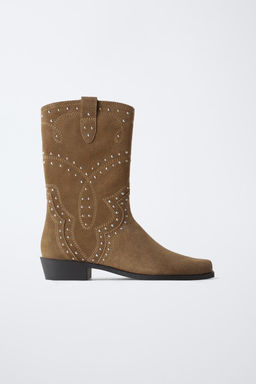SUEDE COWBOY BOOTS WITH STUDS - Zara фото 4